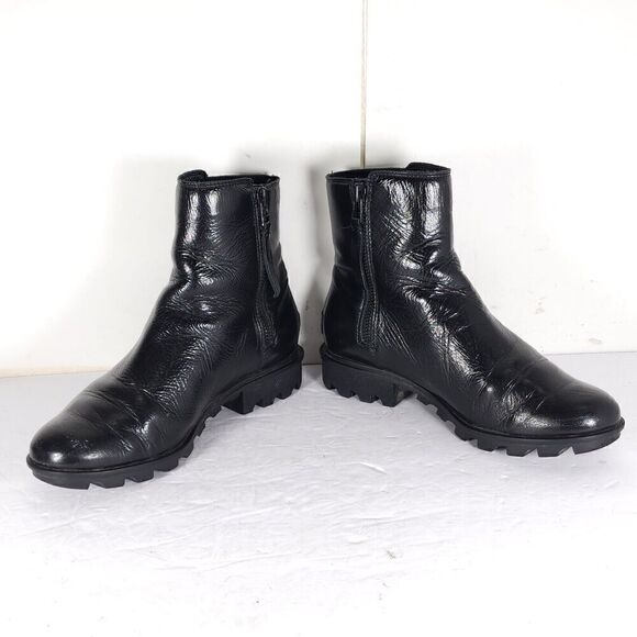 Sorel Women’s Emilie II US 8,5 Black Patent Leather Side Zip Ankle Boots Booties - Picture 5 of 15